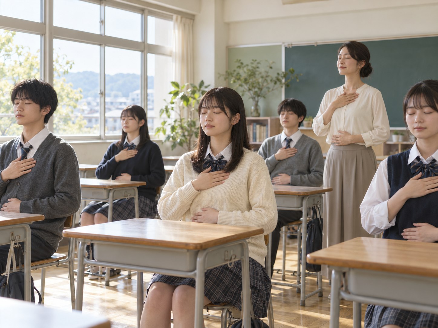 学校で学ぶ呼吸とストレスケアのイメージ